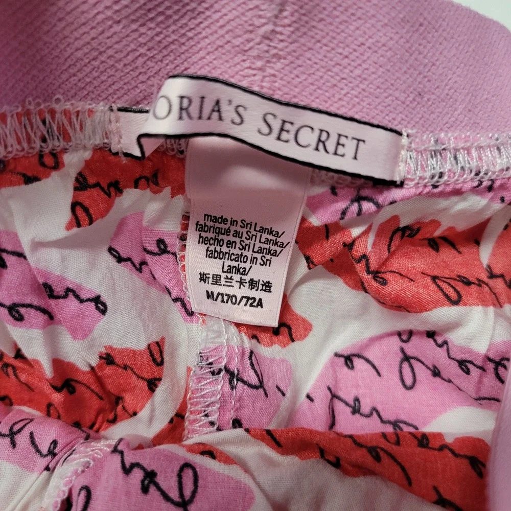 Victorias Secret‎ Pink Lace Trim Pajama Shorts Kiss Print Lounge Sleepwear M
